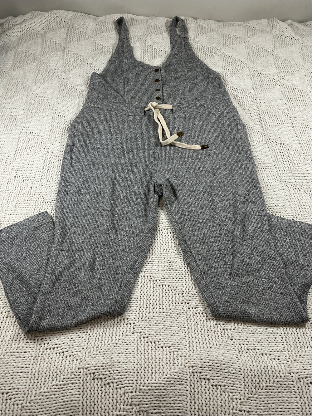 Urban Outfitters Out From Under Gray Knit Sleeveless Button-Front Jumpsuit
